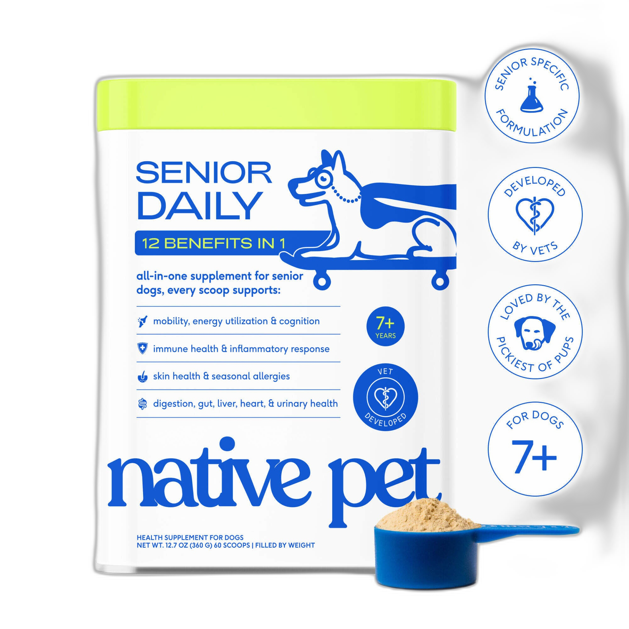 Native Pet Senior Daily Powder 12-in-1 Supplement for Senior Dogs pet supplement