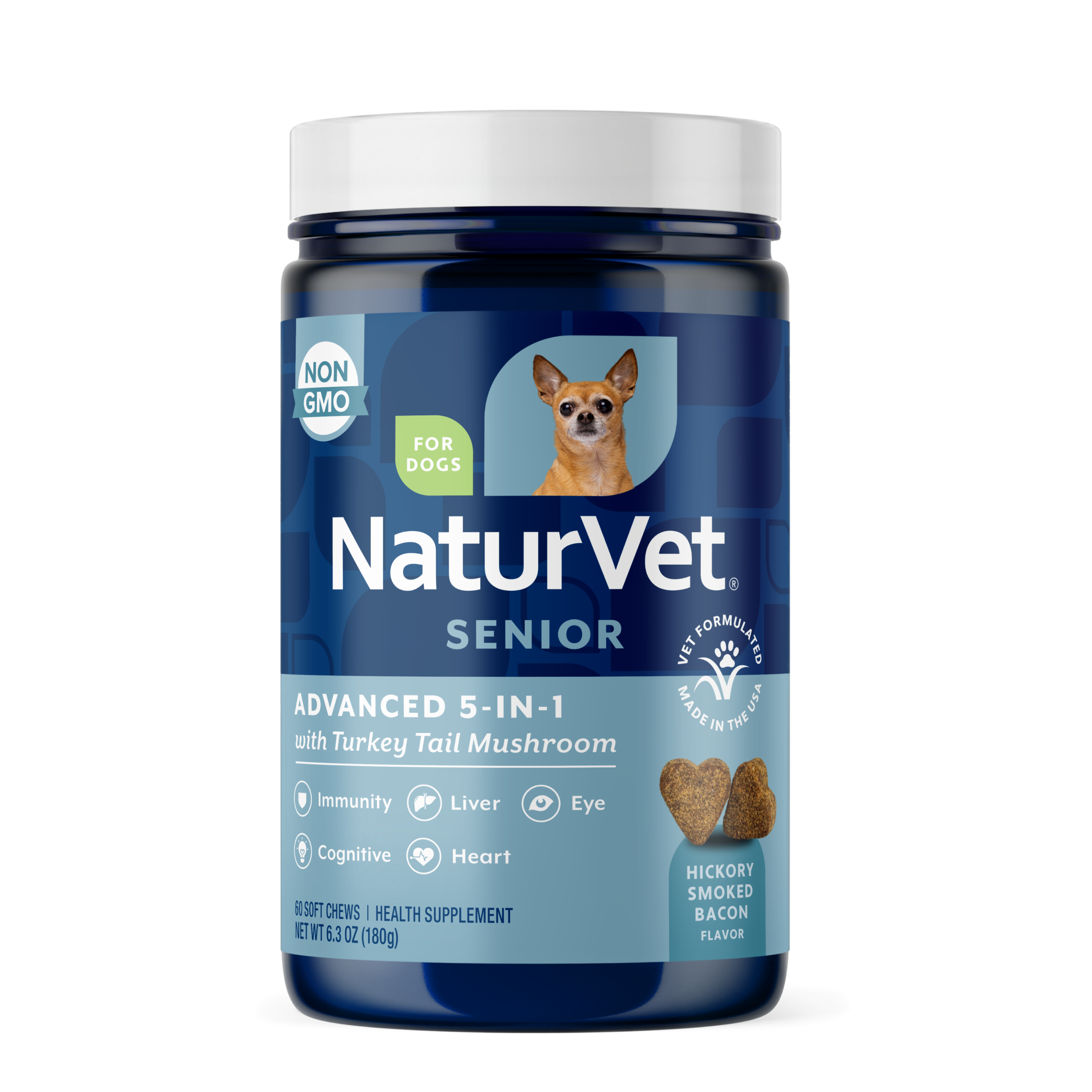 NaturVet Senior Advanced 5-in-1 Support Turkey Tail Mushroom, Ginko Biloba, Coenzyme Q10 & Lutein by NaturVet