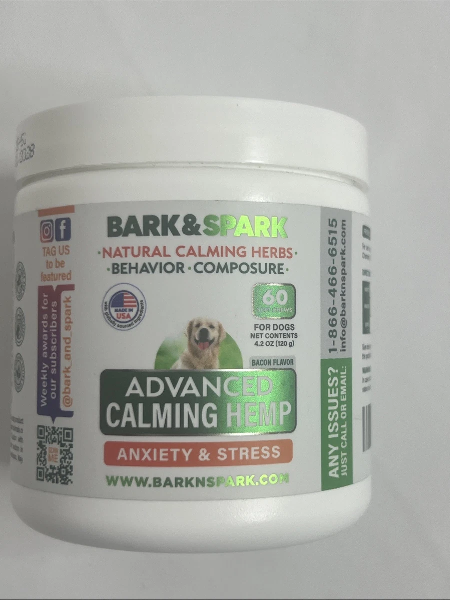 Bark&Spark Hemp Bacon Flavored Soft Chew Anxiety & Stress Relief Treats Calming Support Supplement for Dogs