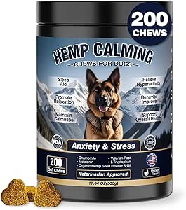Calming Chews for Dogs 200ct, Dog Calming Chews - Anxiety and Stress Relief Treats Melatonin Bites Sleep Aid for Small/Medium/Large Dogs Calm Dog - Separation, Fireworks, Thunder, Barking - Chicken