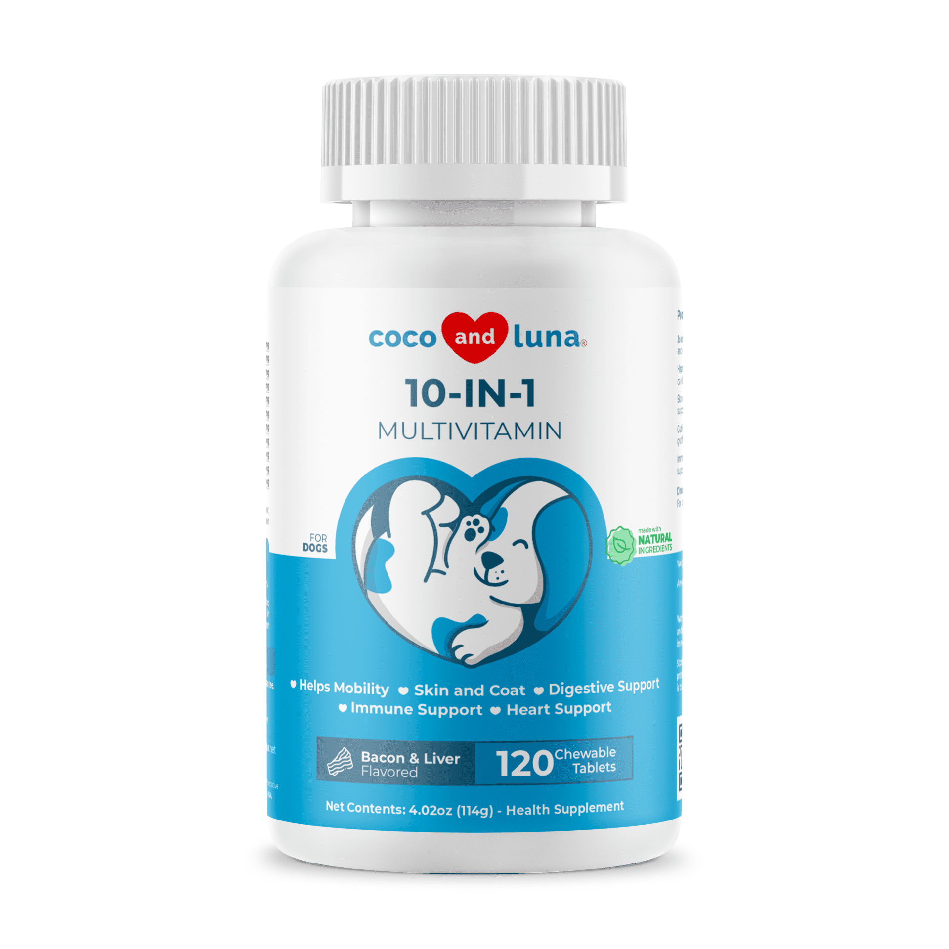 Coco and Luna Heart Support Supplement for Dogs - CoQ10, Taurine, L-Carnitine