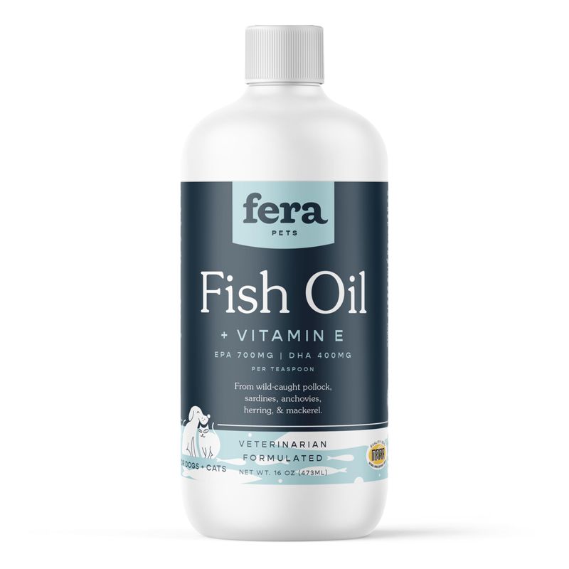 Fera Pet Organics Fish Oil for Dogs & Cats - Wild Caught Omega 3 Liquid pet supplement