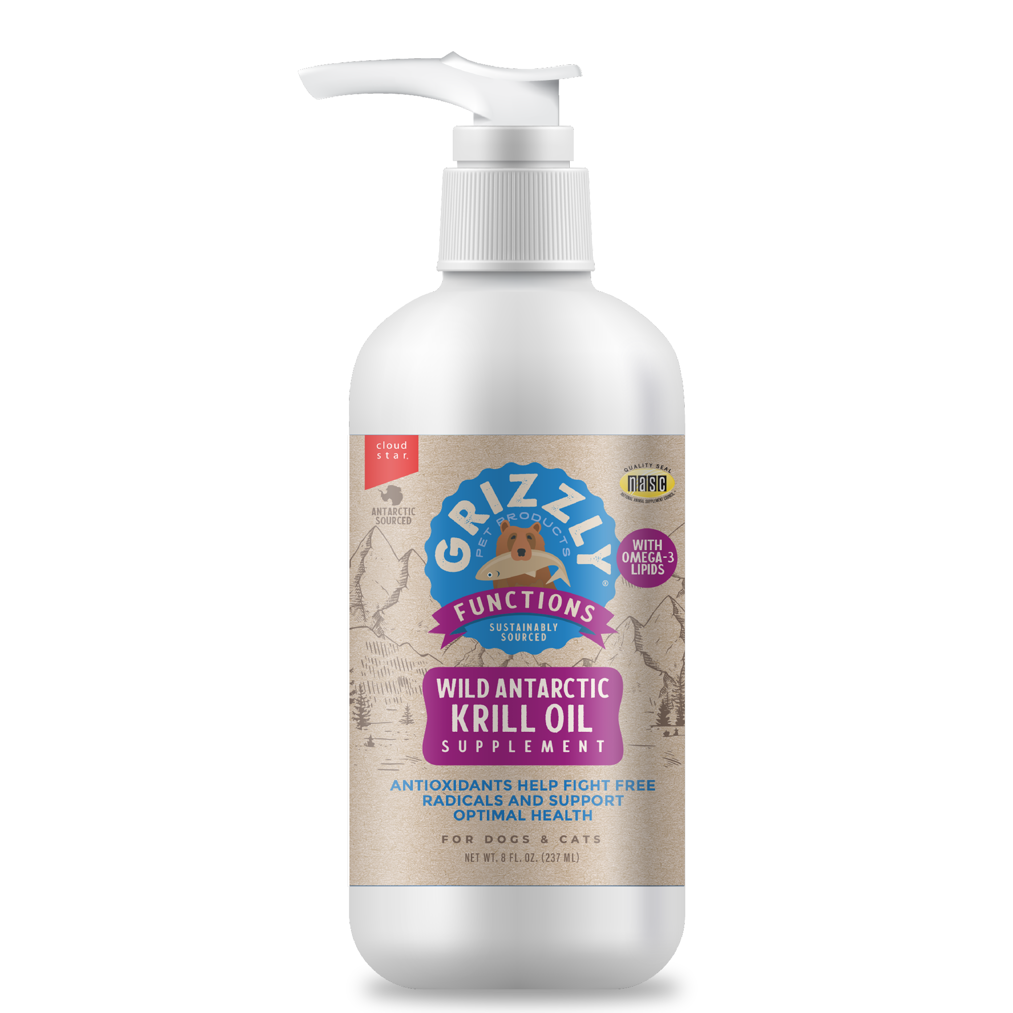 Grizzly Krill Oil Antioxidant Supplement for Dogs & Cats pet supplement