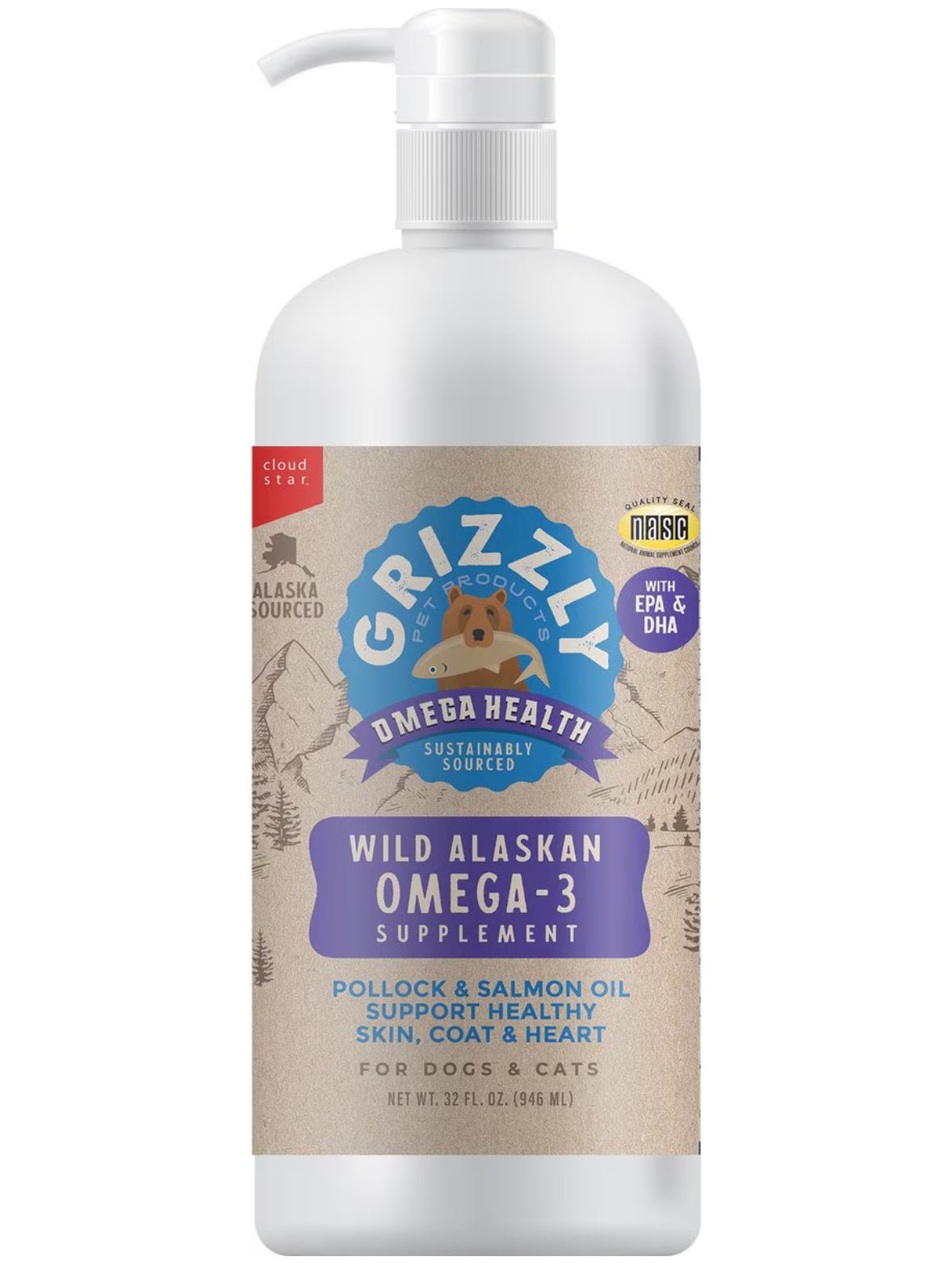 Grizzly Omega Health Omega-3's Dog Supplement pet supplement