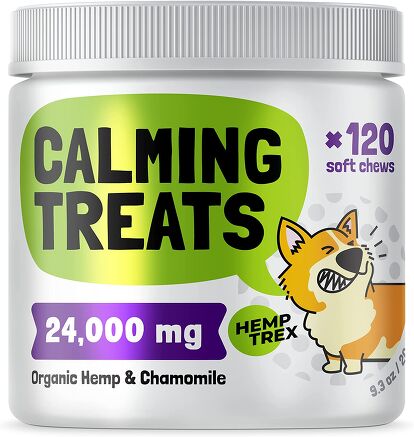 HEMPTREX Calming Hemp Treats for Dogs Made in USA Organic Hemp Natural Separation Aid Helps Barking, Chewing, Thunder, Fireworks, Aggressive Behavior pet supplement