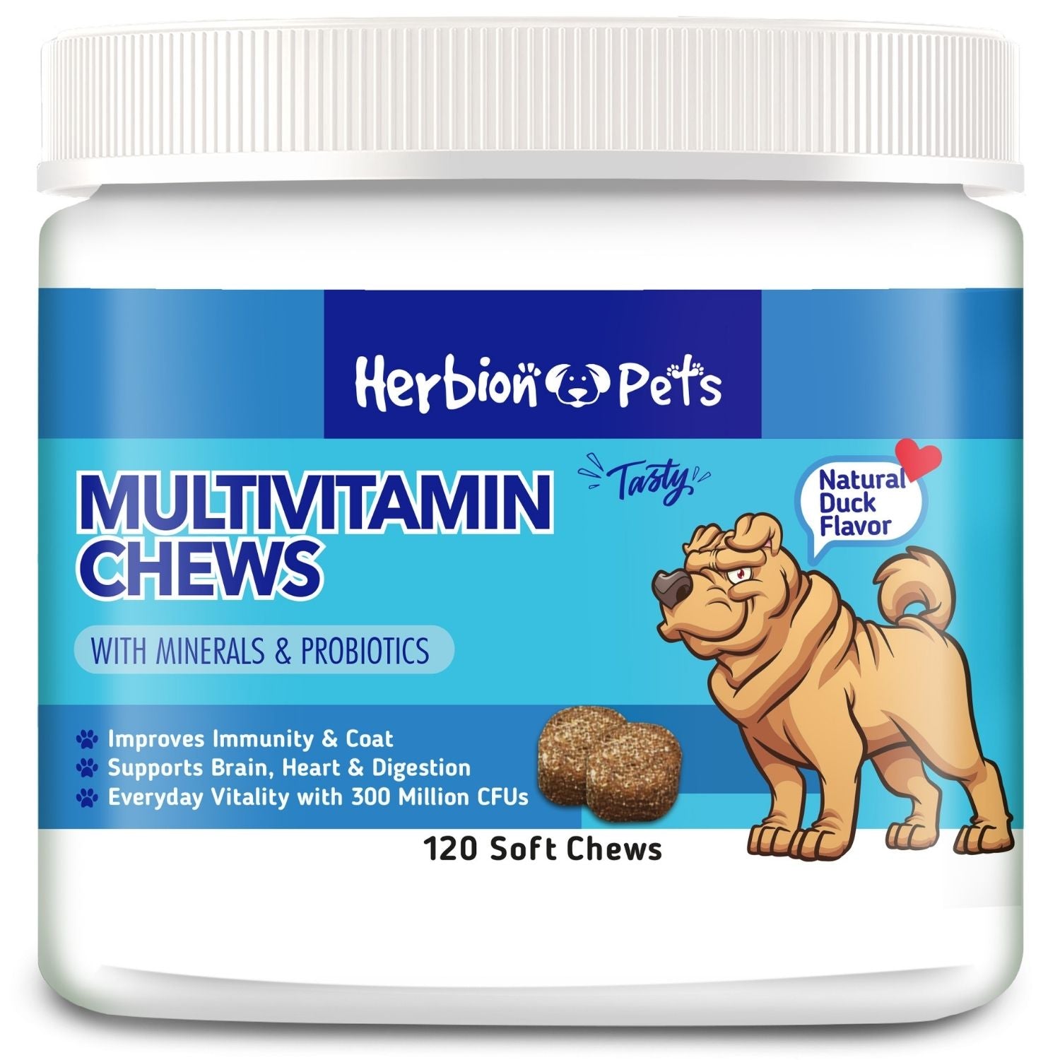 HERBION Pets Multivitamin Chews with Minerals & Probiotics by HERBION