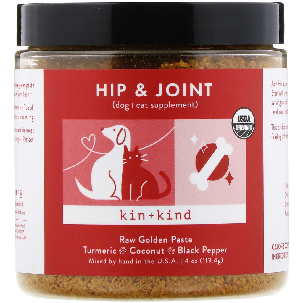 Kin+Kind, Hip + Joint with Advanced Curcumin Complex, For Dogs + Cats, Turmeric, 4 oz (113.4 g)