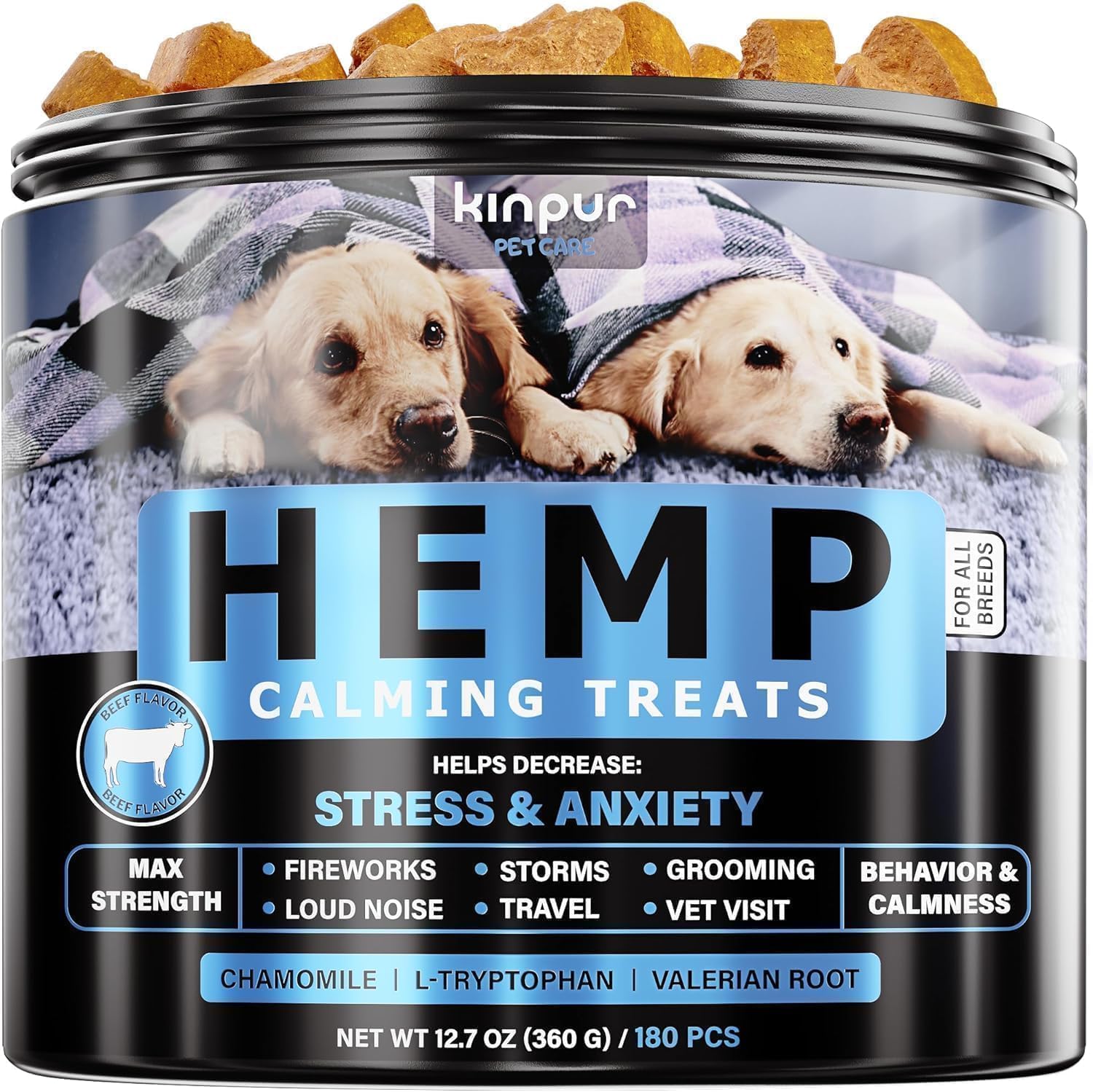 Kinpur Calming Treats for Dogs - Advanced Anxiety & Stress Relief calming & anxiety supplement