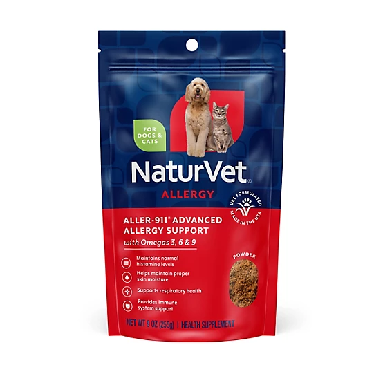 NaturVet Aller-911 Advanced Immune Support Powder for Dogs & Cats pet supplement