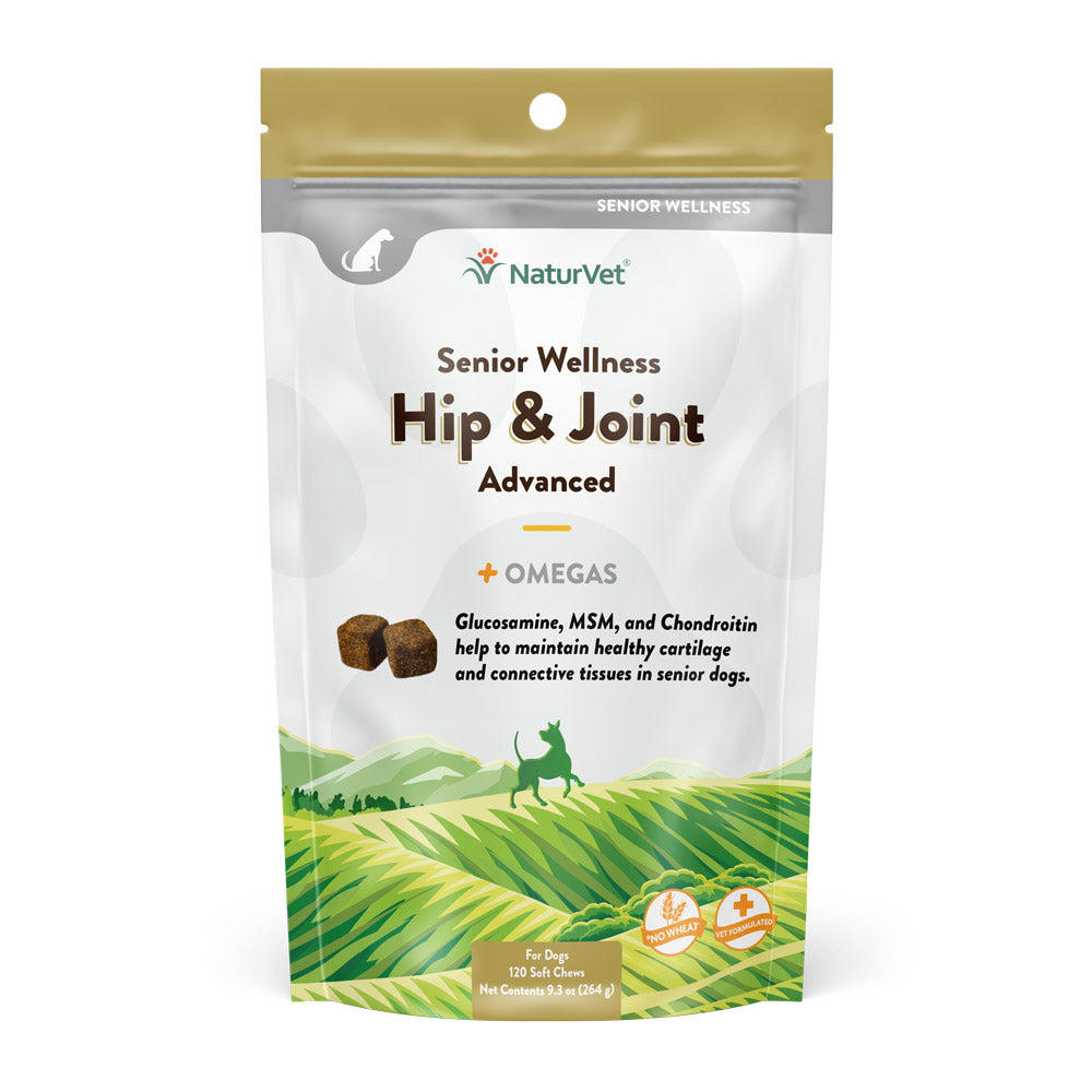 NaturVet Senior Advanced Hip & Joint Soft Chews with Glucosamine, MSM, Chondroitin, and Omega-3s