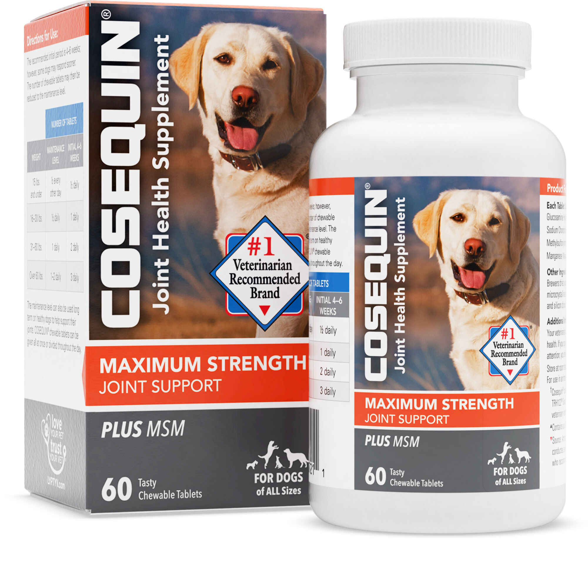 Nutramax Cosequin Maximum Strength Plus MSM Joint Health Supplement for Dogs
