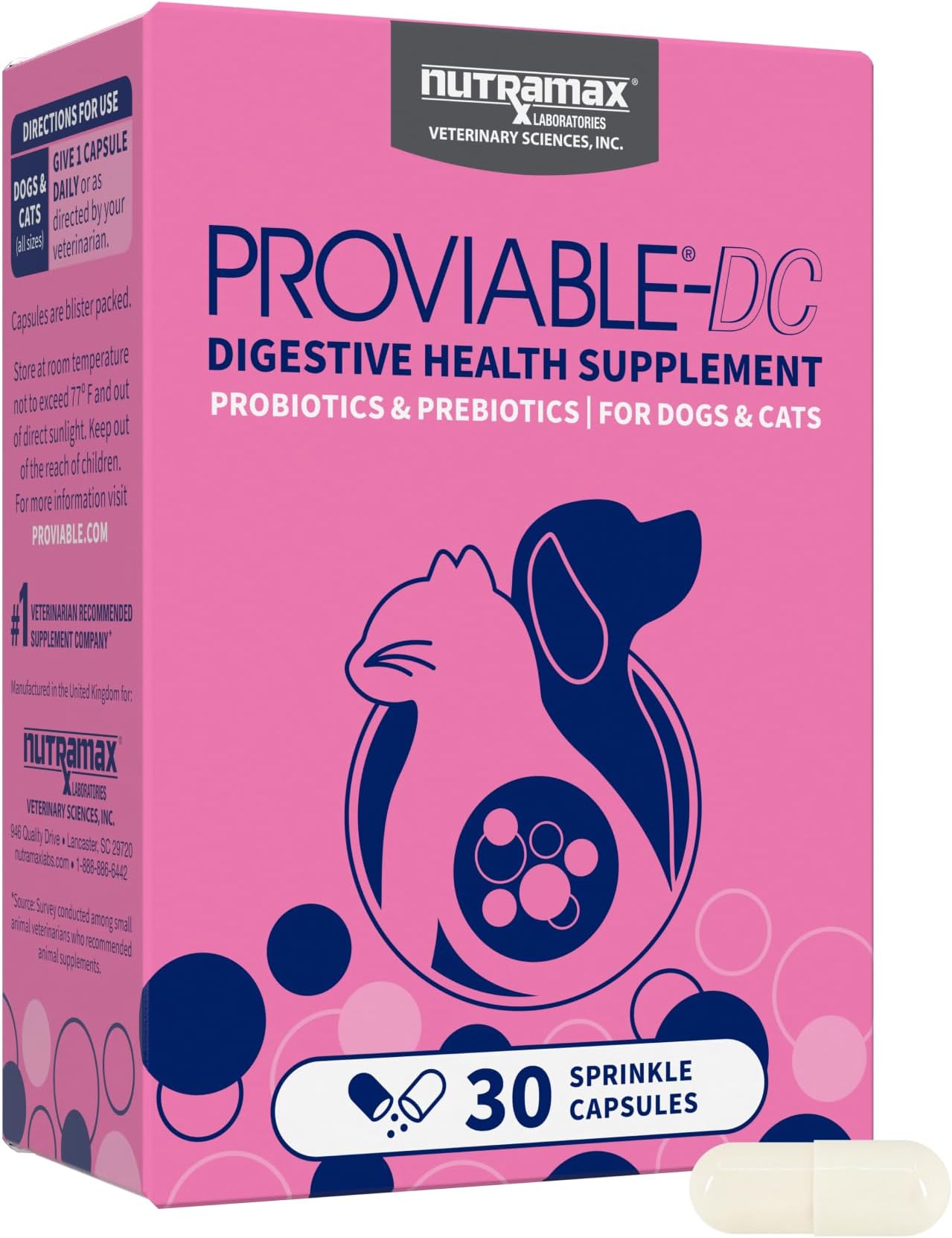Nutramax Proviable-DC Digestive Health Supplement for Dogs & Cats pet supplement