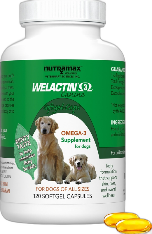 Nutramax Welactin Omega-3 Softgels dog skin & coat supplement