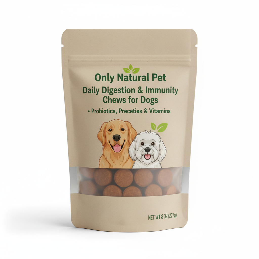 Only Natural Pet Daily Digestion & Immunity Chews for Dogs - Probiotics, Prebiotics & Vitamins