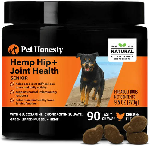 PetHonesty Hemp Mobility Snack Chews for Dogs - Glucosamine, MSM, Turmeric