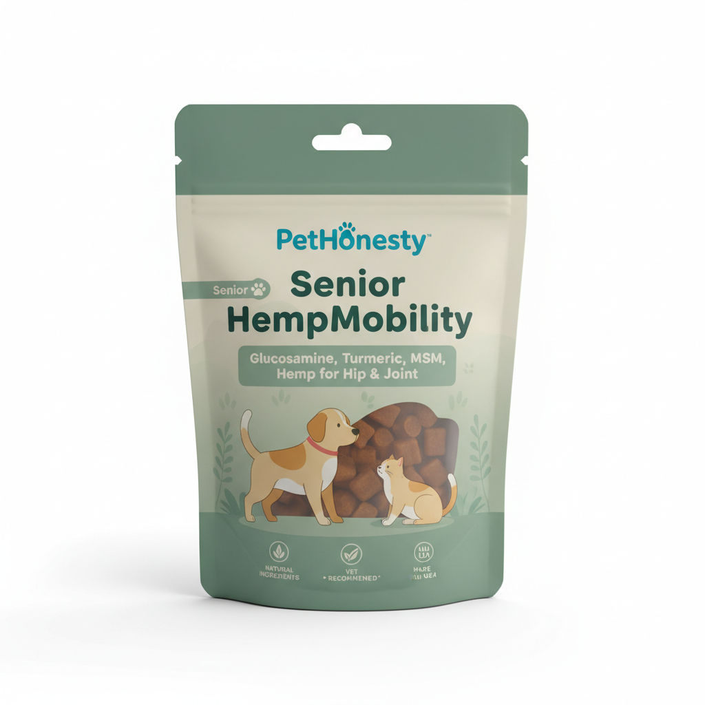 PetHonesty Senior HempMobility - Glucosamine, Turmeric, MSM, Hemp for Hip & Joint