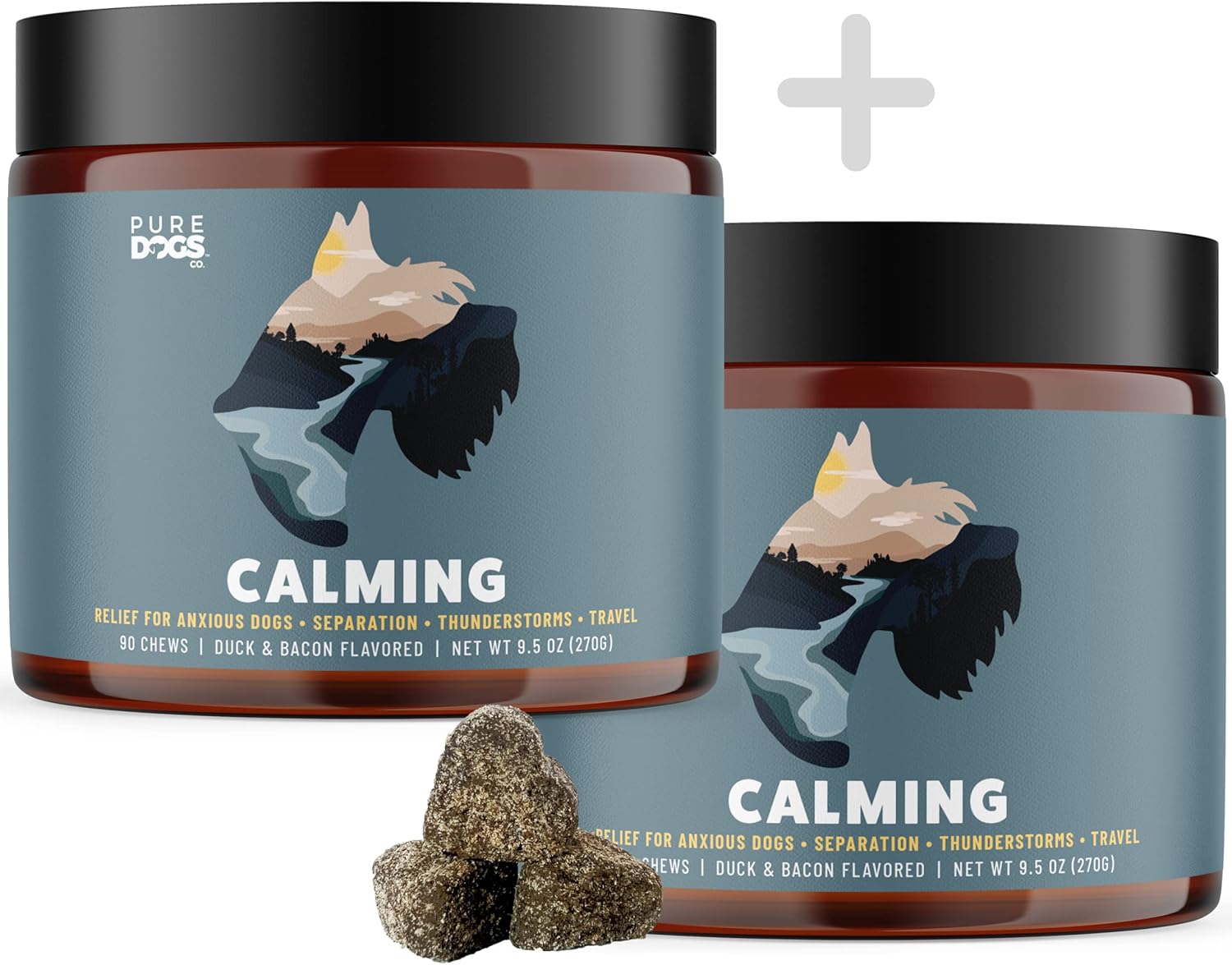 Pure Dogs Calming Chews for Anxiety & Stress Relief - Dog Treats with Organic Hemp & GABA - Soothe Scratching & Restlessness - 90 Calming Treats by Pure Dogs Co.