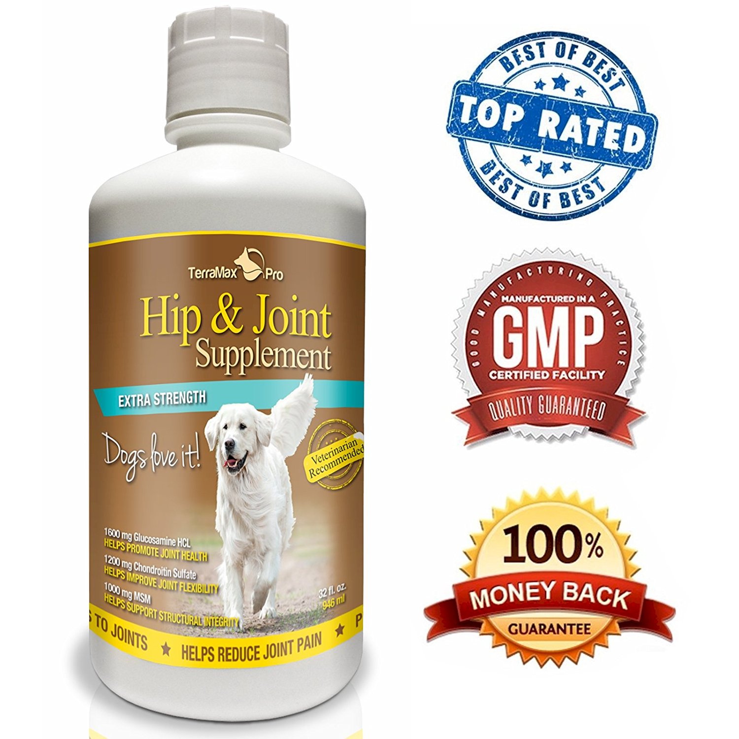 TerraMax Pro Liquid Multivitamin for Dogs - All Natural with Vitamins, Minerals, Enzymes, Omega 3, 6, 9 - 32 fl oz