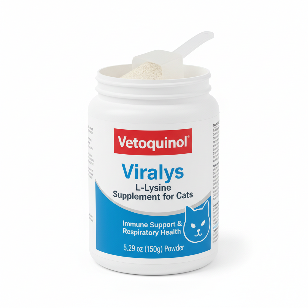 Vetoquinol Viralys L-Lysine Supplement for Cats - Immune Support & Respiratory Health, 5.29 oz (150g) Powder pet supplement