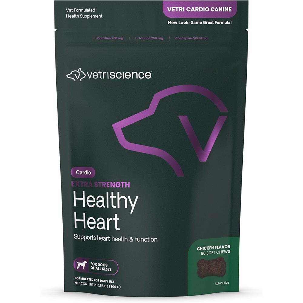 Vetri Cardio Extra Strength Healthy Heart Chicken Flavored Chews Supplement for Dogs