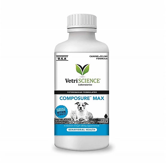 VetriScience Laboratories Composure Max Liquid for Dogs & Cats - Calming Support for Senior Pets pet supplement