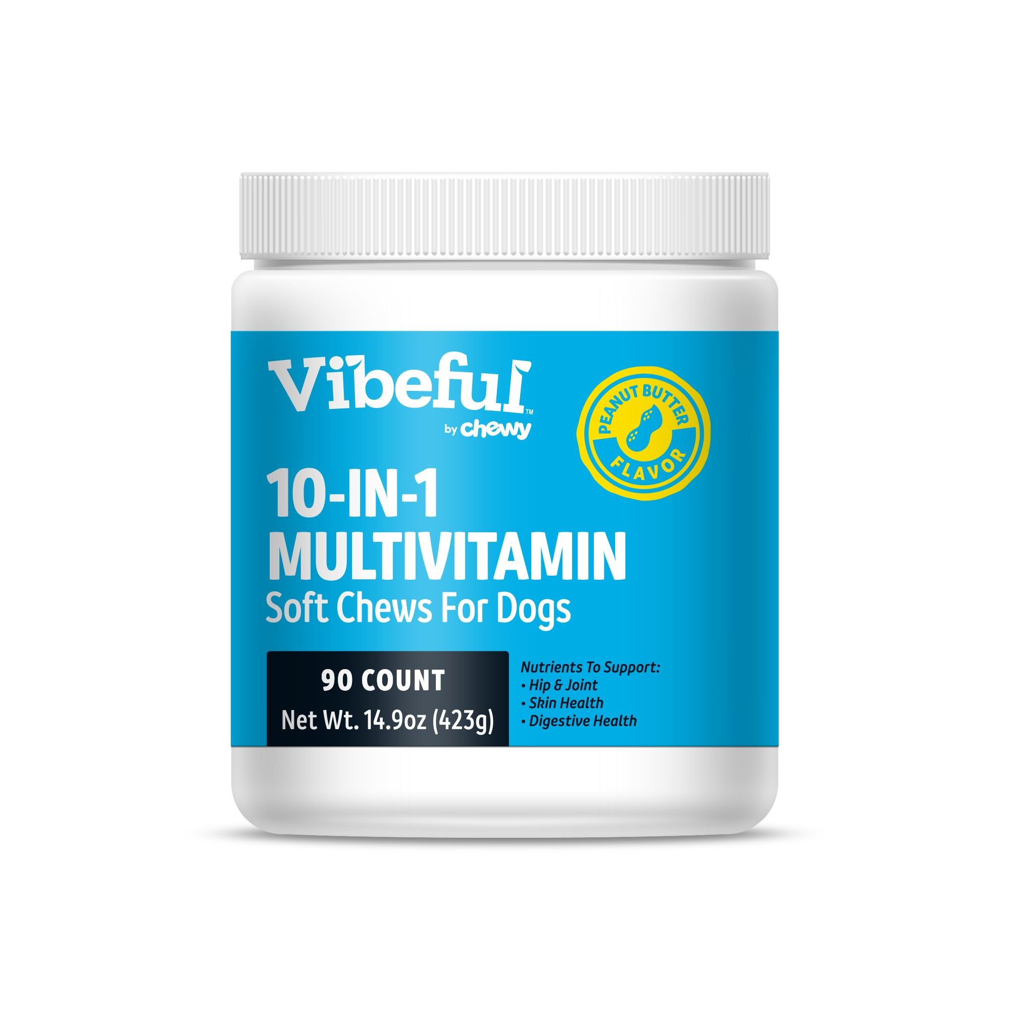 Vibeful 10-in-1 Multivitamin Bites Peanut Butter Flavored Soft Chews Supplement for Dogs