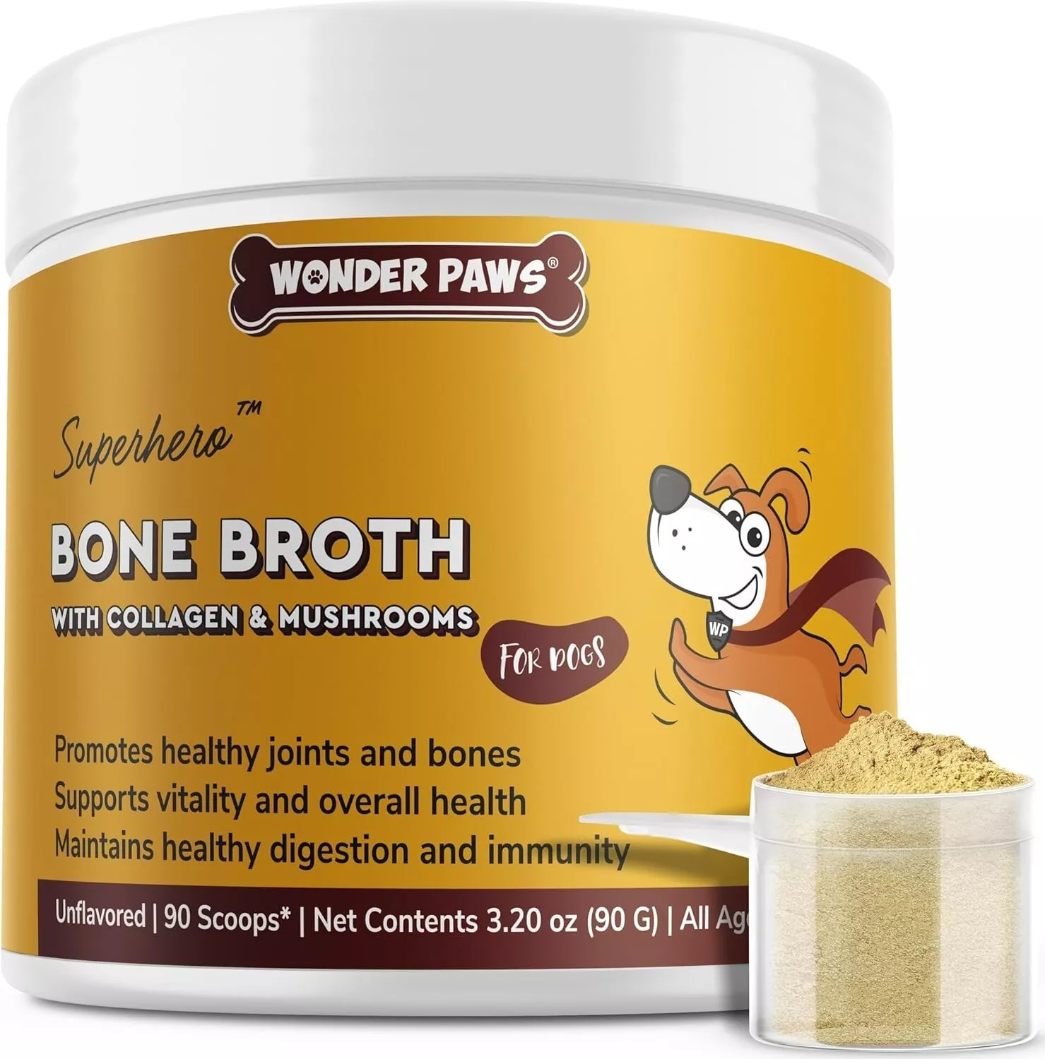 Wonder Paws Bone Broth Powder with Organic Mushrooms