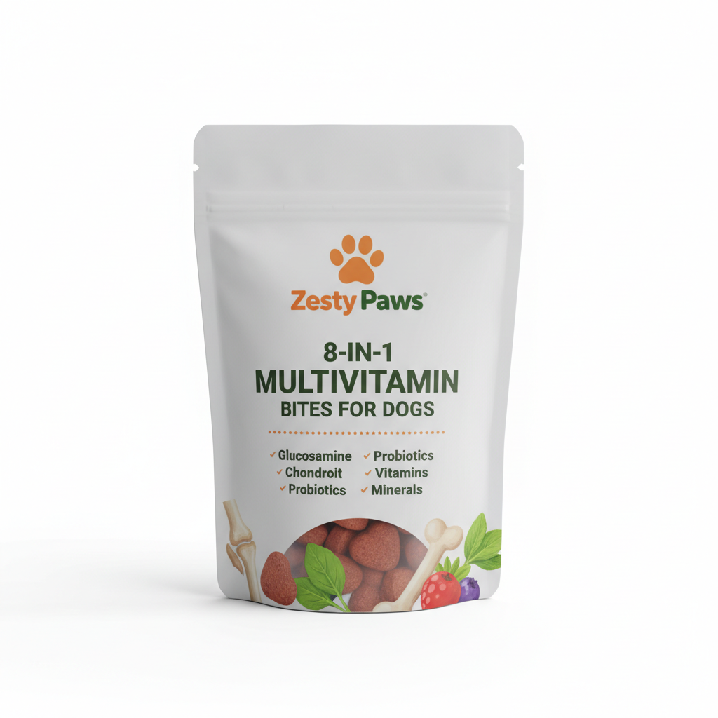 Zesty Paws 8-in-1 Multivitamin Bites for Dogs - Glucosamine, Chondroitin, Probiotics, Vitamins & Minerals pet supplement