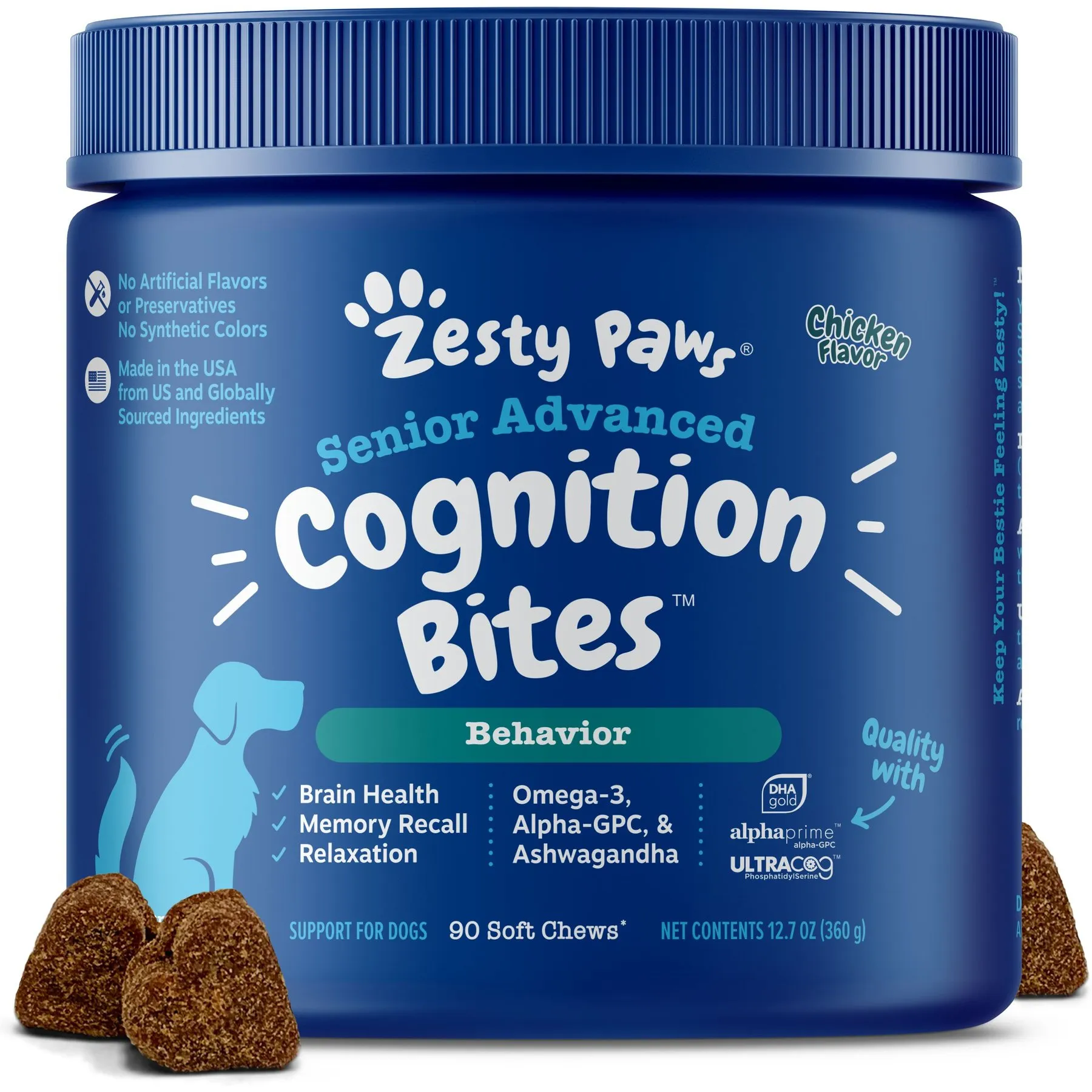 Zesty Paws Advanced Cognition Soft Chews for Senior Dogs pet supplement