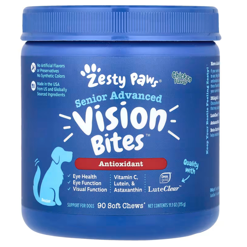 Zesty Paws Advanced Vision Bites Chicken Flavored Soft Chews Vision Supplement for Senior Dogs