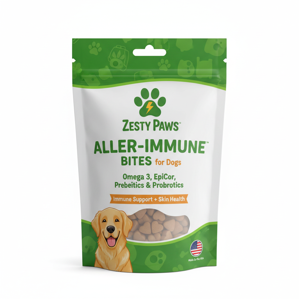 Zesty Paws Aller-Immune Bites for Dogs - Omega 3, EpiCor, Prebiotics & Probiotics