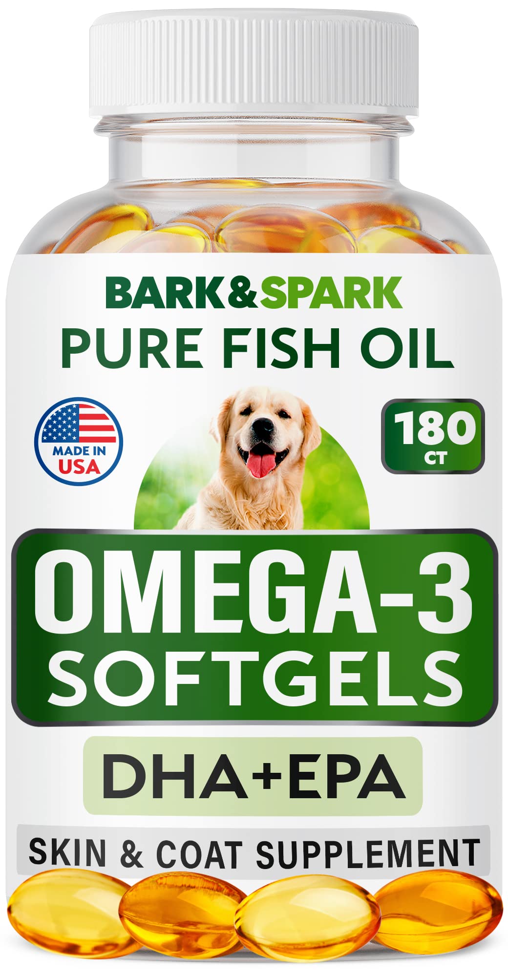 Bark & Spark Omega-3 Fish Oil for Dogs - EPA, DHA & Vitamin E