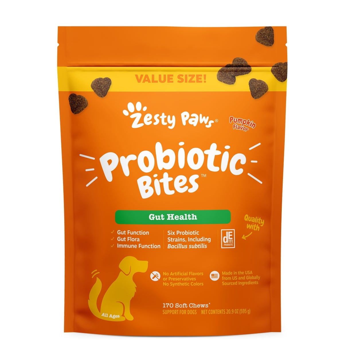 Zesty Paws Probiotic Bites for Dogs - Digestive Health & Immune Support - Pumpkin Flavor pet supplement