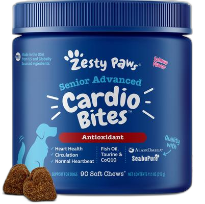 Senior Advanced Cardio Bites Salmon Flavored Soft Chews Heart Supplement for Dogs by Zesty Paws