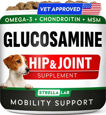 StrellaLab Glucosamine Chews for Dogs & Cats, Peanut Butter, 120 Soft Chews
