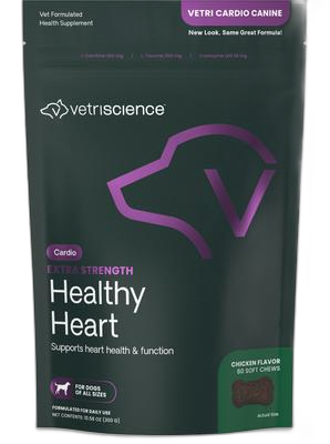 Vetri Cardio Extra Strength Healthy Heart Chicken Flavored Chews Supplement for Dogs heart health supplement