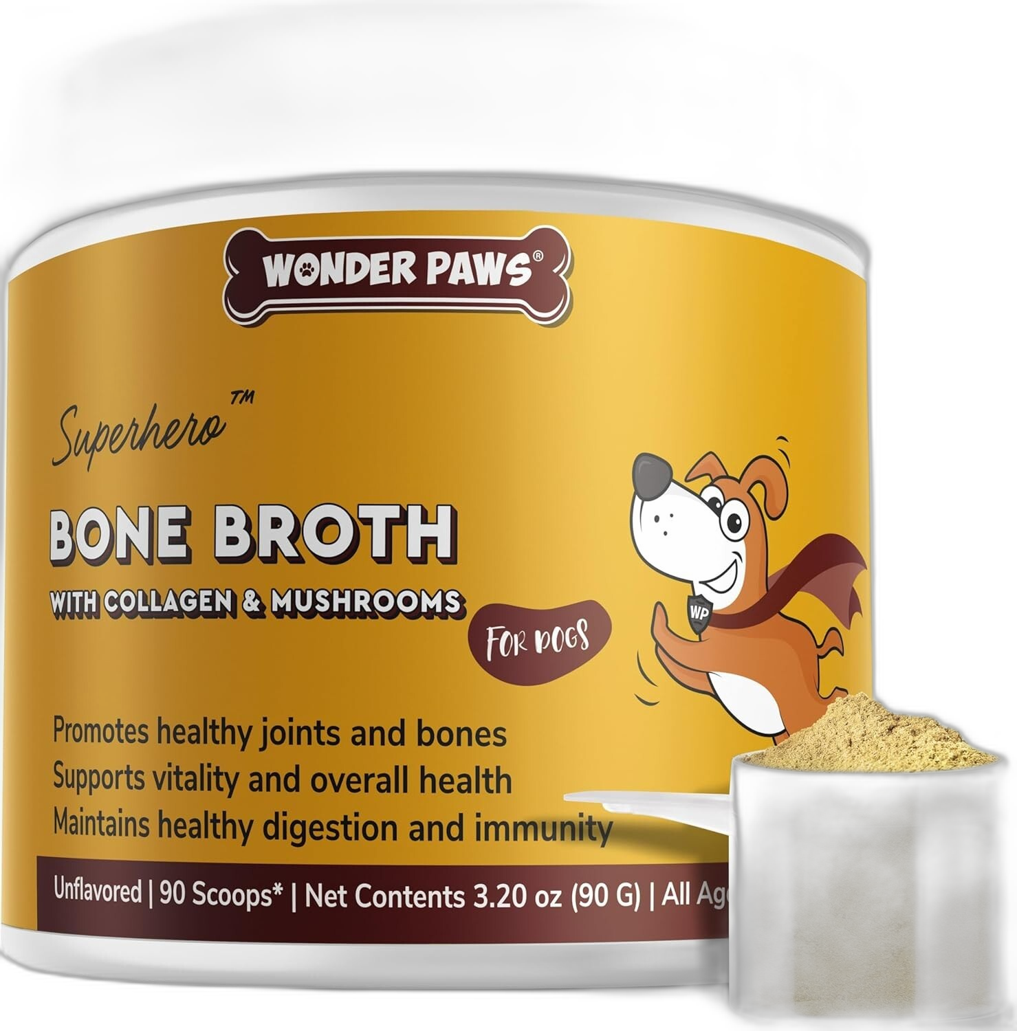 Wonder Paws Bone Broth Powder with Organic Mushrooms by Wonder Paws