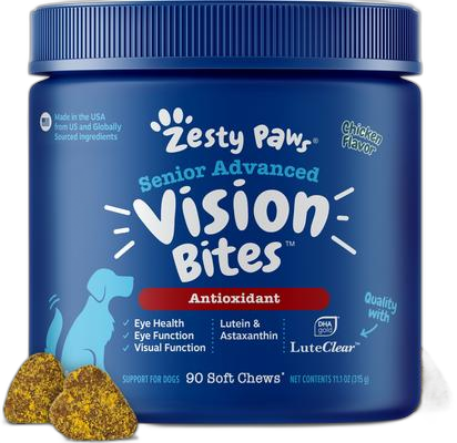 Zesty Paws Advanced Vision Bites Chicken Flavored Soft Chews Vision Supplement for Senior Dogs